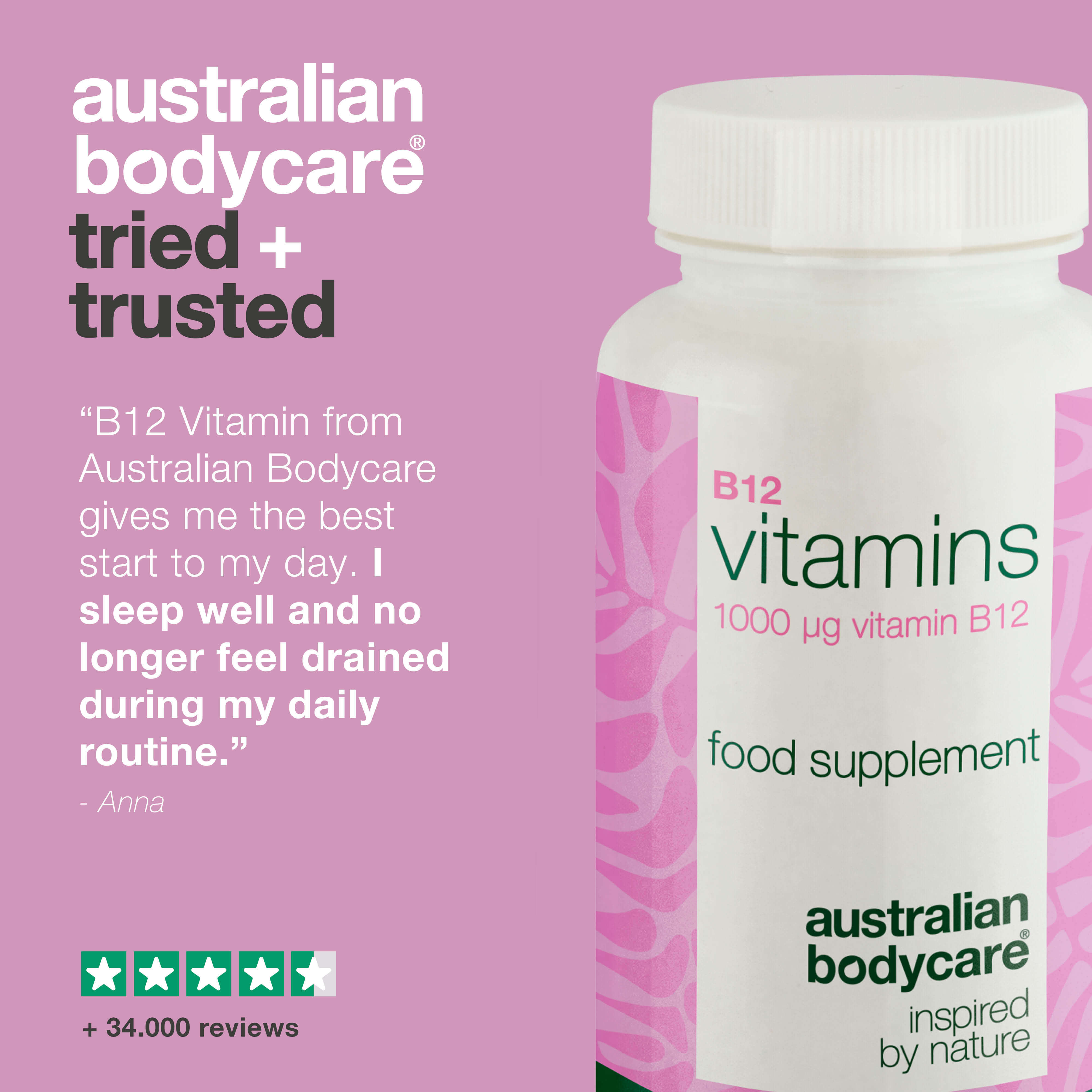 Vitamín B12 – Doplnok 1000 µg, 90 vegánskych kapsúl — Vysokodávkový vitamín B12 – 90 vegánskych kapsúl na 90 dní. Každodenná podpora energie a rastlinnej stravy.