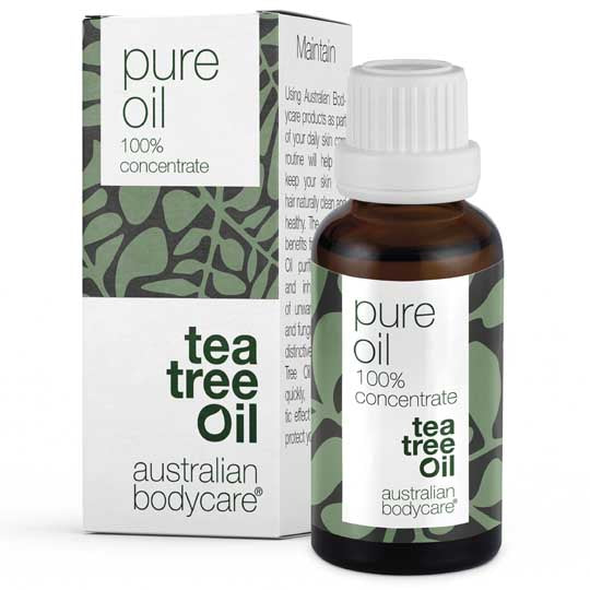 Koncentrát tea tree olej na kožné problémy — 100% prírodný koncentrát proti baktériám a nedokonalostiam pleti na báze prírodných aktívnych látok.