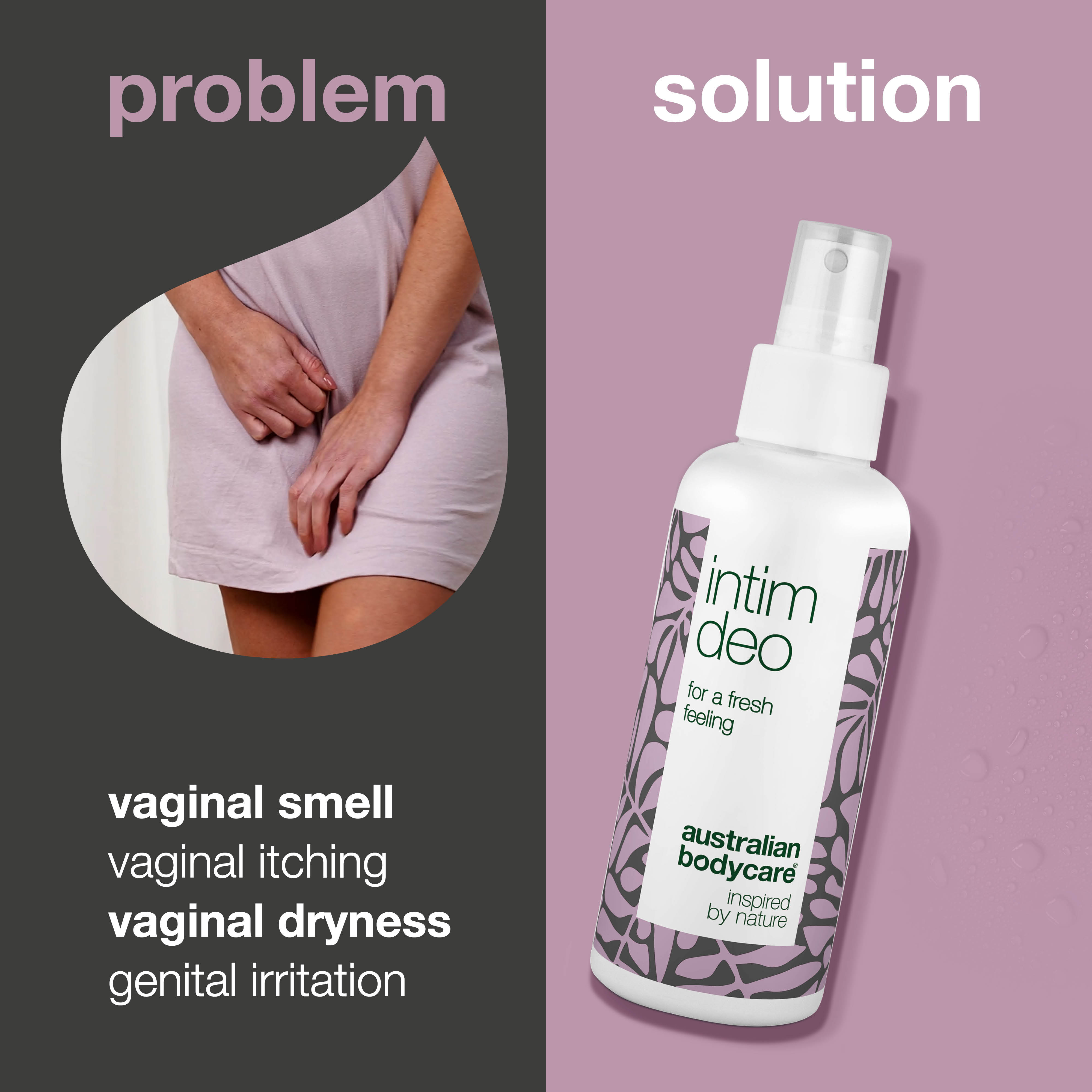 Intímny deodorant proti nežiaducemu zápachu — Bojuje proti zápachu a podráždeniu v intímnej oblasti s prírodnými zložkami.