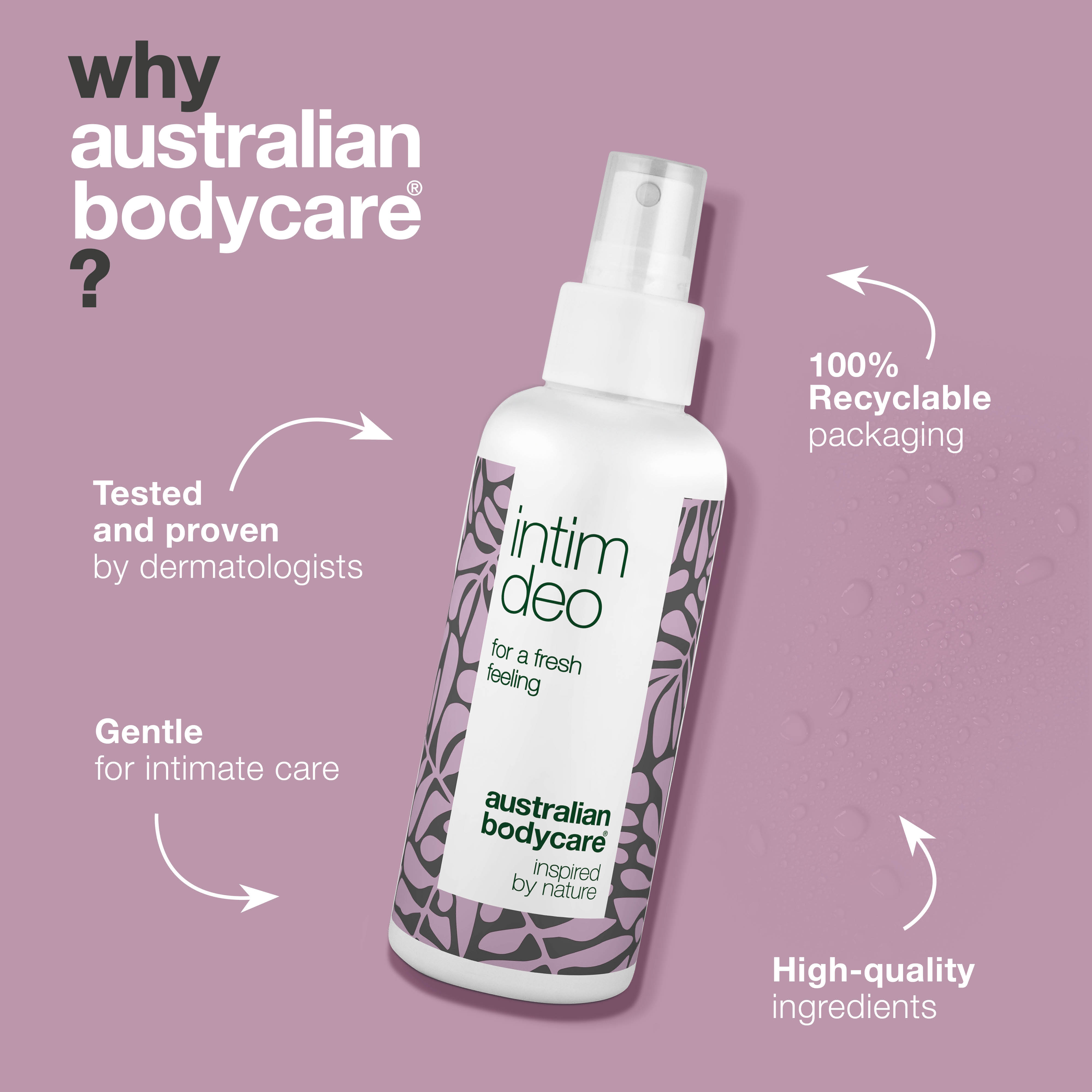 Intímny deodorant proti nežiaducemu zápachu — Bojuje proti zápachu a podráždeniu v intímnej oblasti s prírodnými zložkami.