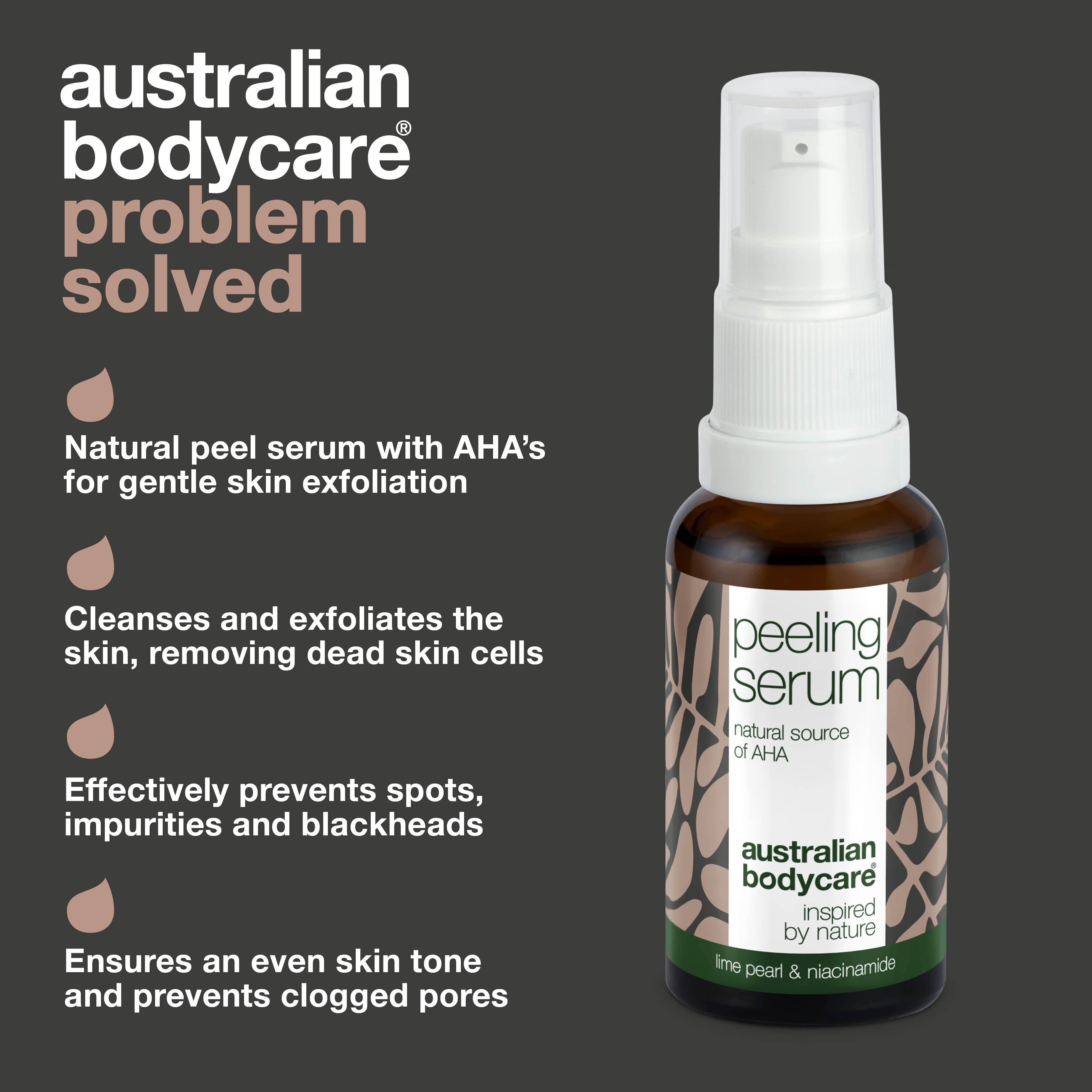 Peeling sérum pre jemnú pleť — Jemný prírodný peeling s AHA a niacínamidom pre hladkú pleť.