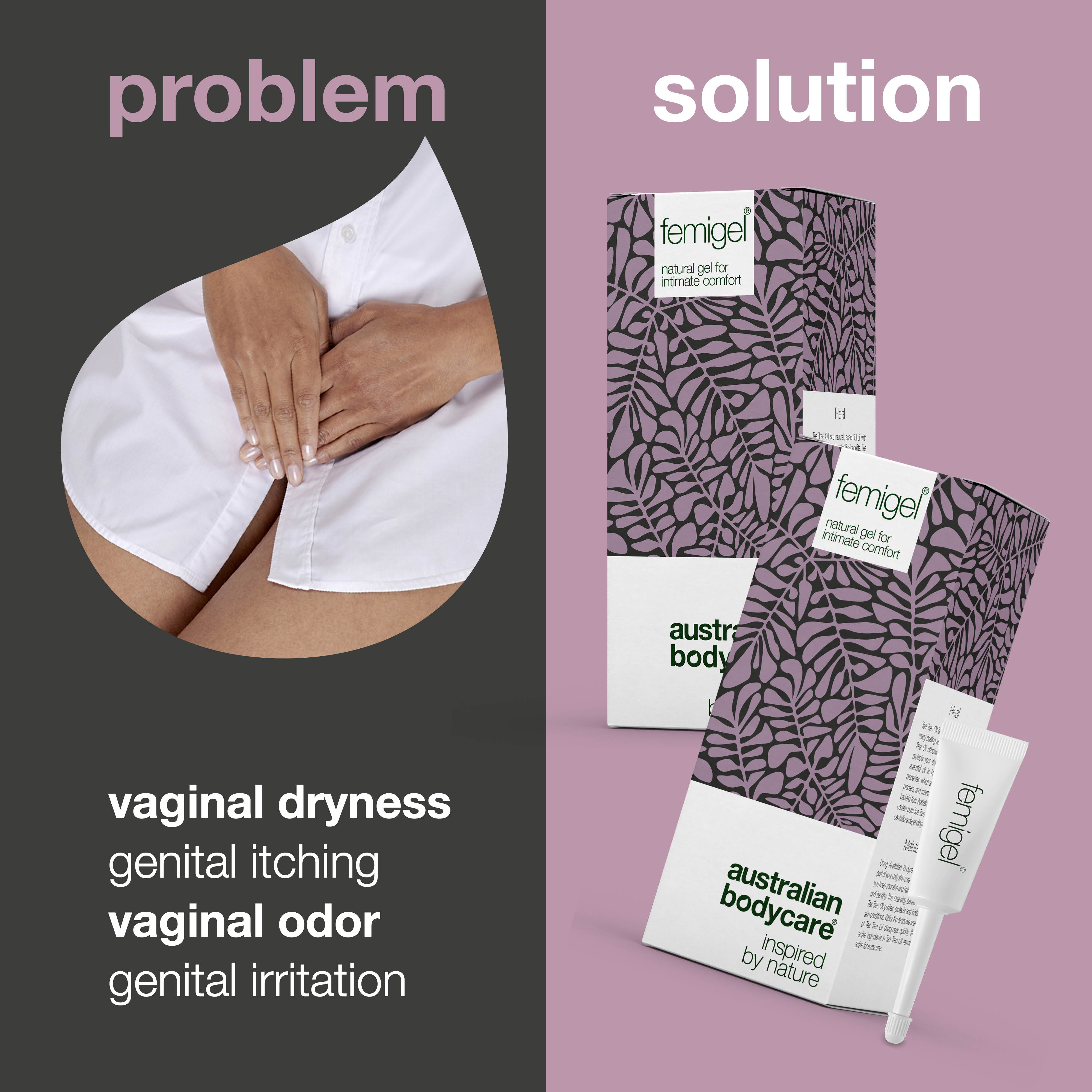 Intímny gél proti zápachu a suchosti—Zmierňuje suchosť, zápach a podráždenie s prírodnými aktívmi. Dermatologicky testované.