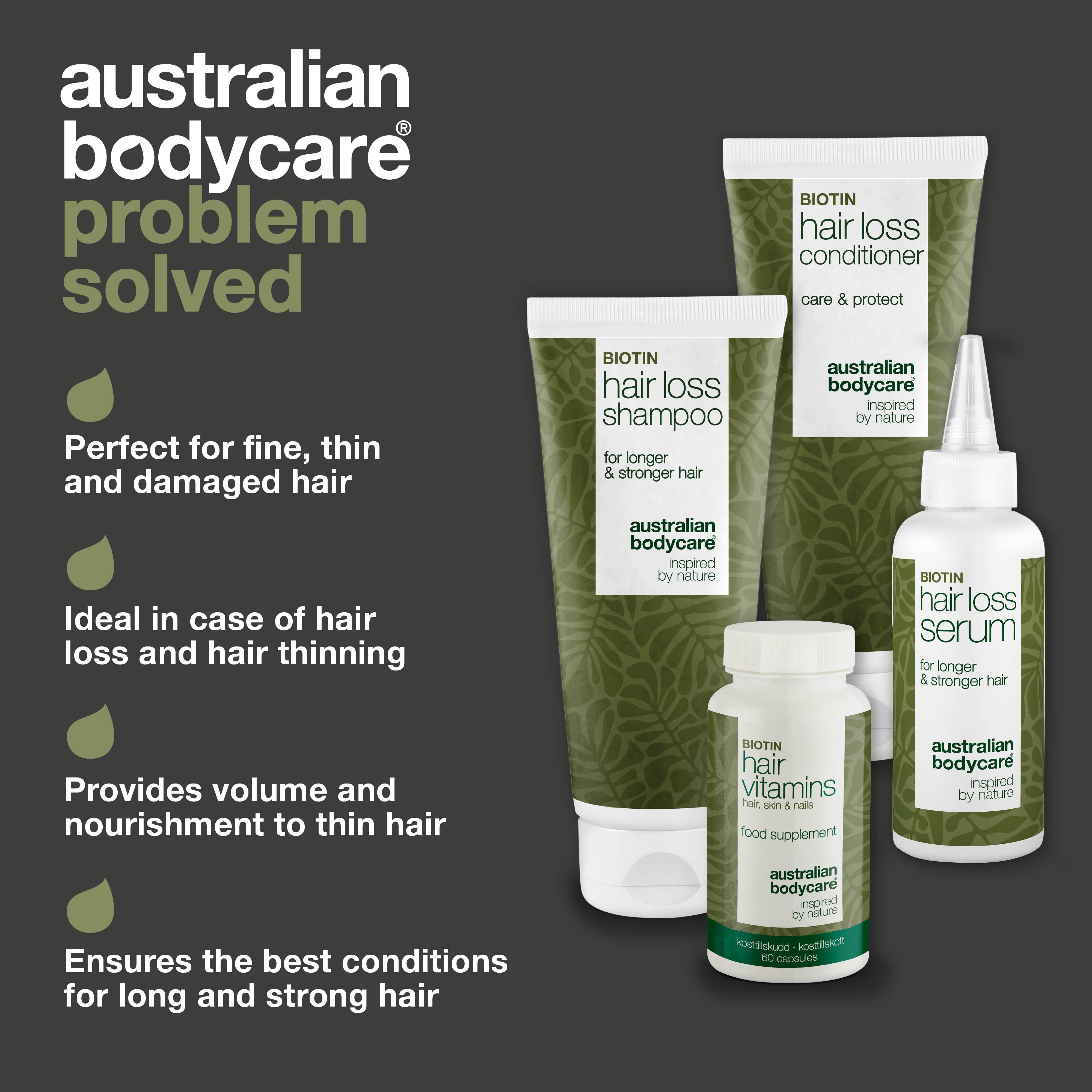 Balíček na vypadávanie vlasov a riedke vlasy — Prírodné riešenie na posilnenie a výživu vlasov, ideálne pri vypadávaní a rednutí.