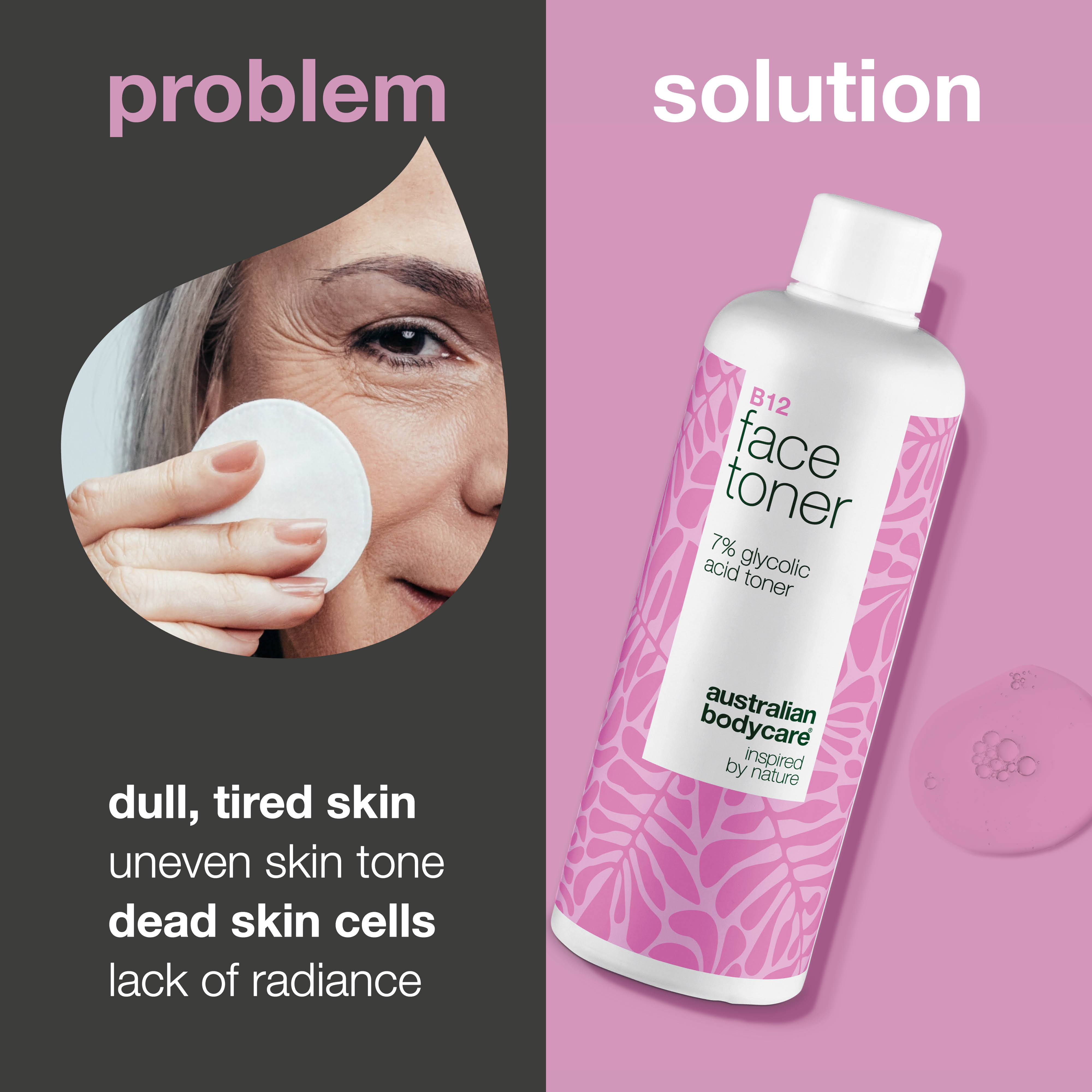 Vitamin B12 Toner na pleť pre zjednotený tón — Jemne exfoliuje, obnovuje pleť a zlepšuje jej žiarivosť.