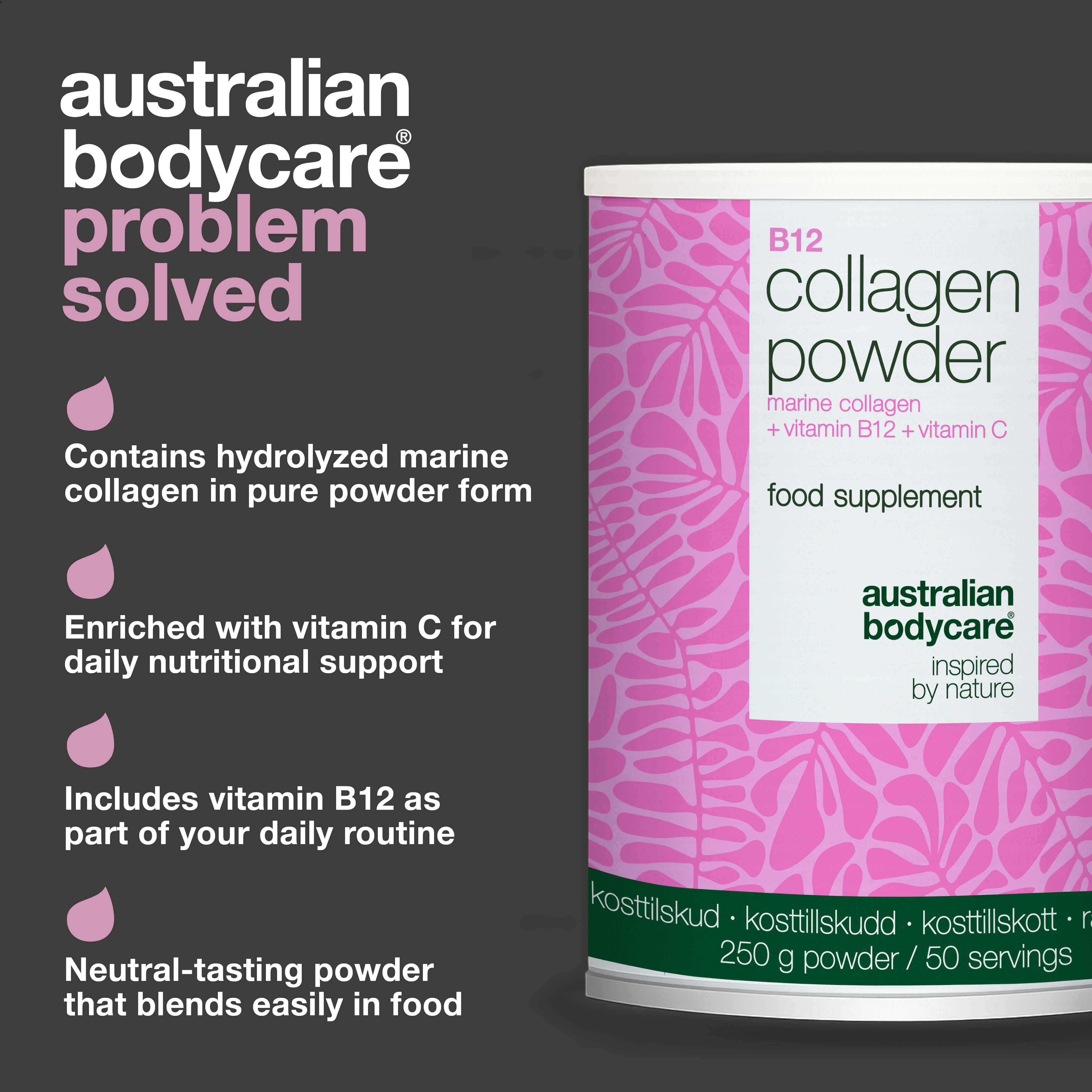 Kolagénový prášok na každodenné použitie v jedle alebo nápojoch. Jednoduché dávkovanie. Obsahuje morský kolagén, vitamín C a B12.