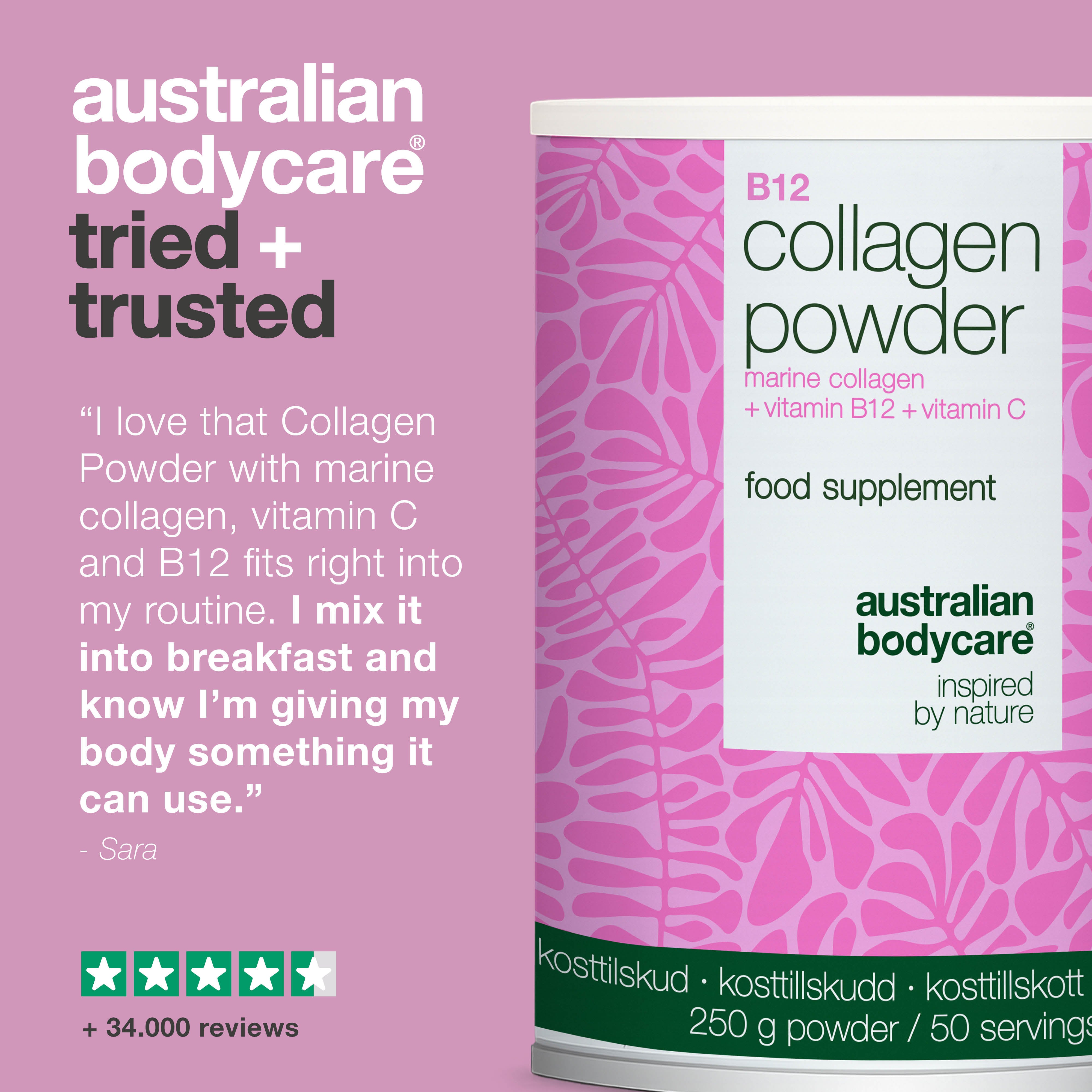 Kolagénový prášok na každodenné použitie v jedle alebo nápojoch. Jednoduché dávkovanie. Obsahuje morský kolagén, vitamín C a B12.