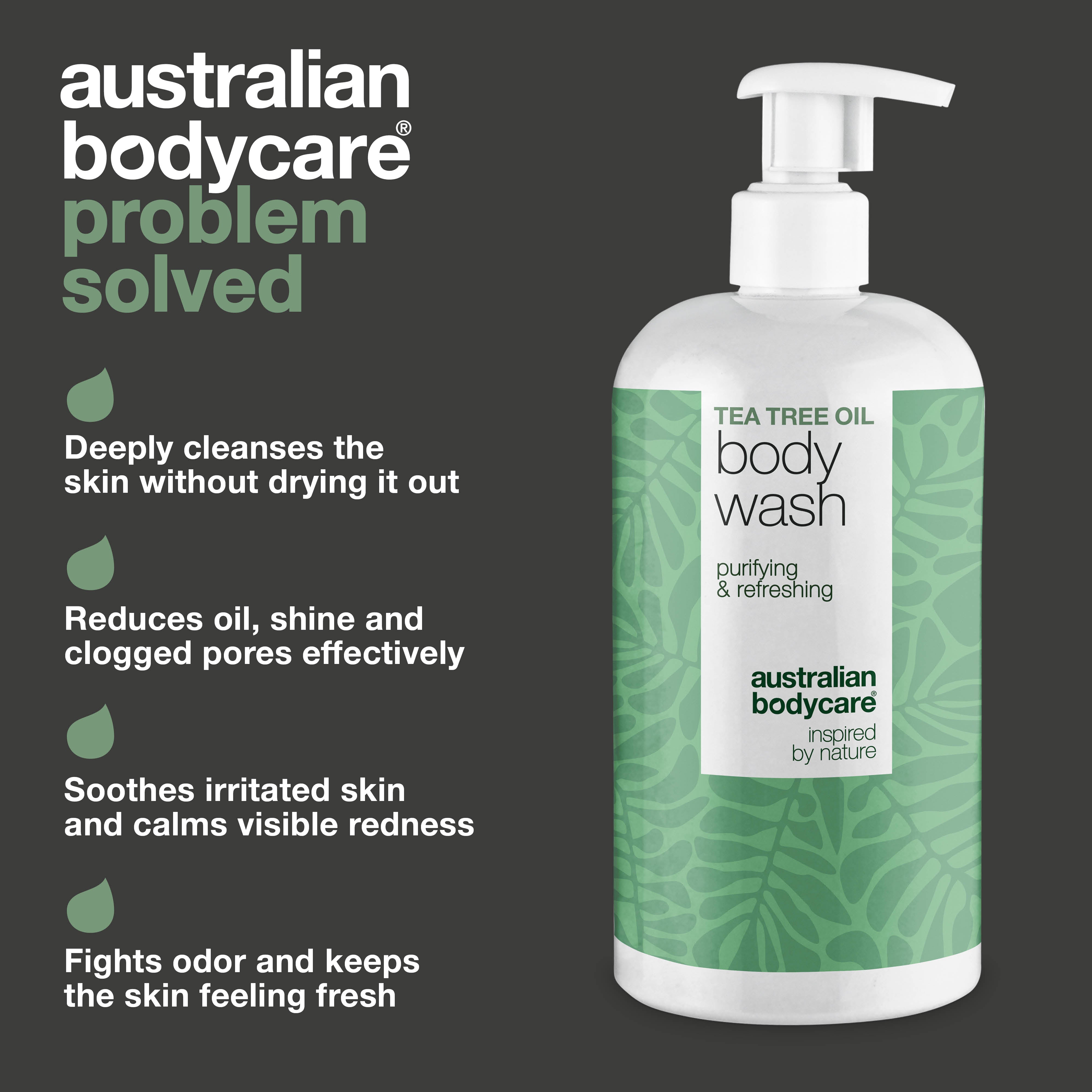 Tea Tree sprchový gél proti akné, zápachu a svrbeniu – s Tea Tree Oil a Zinc PCA