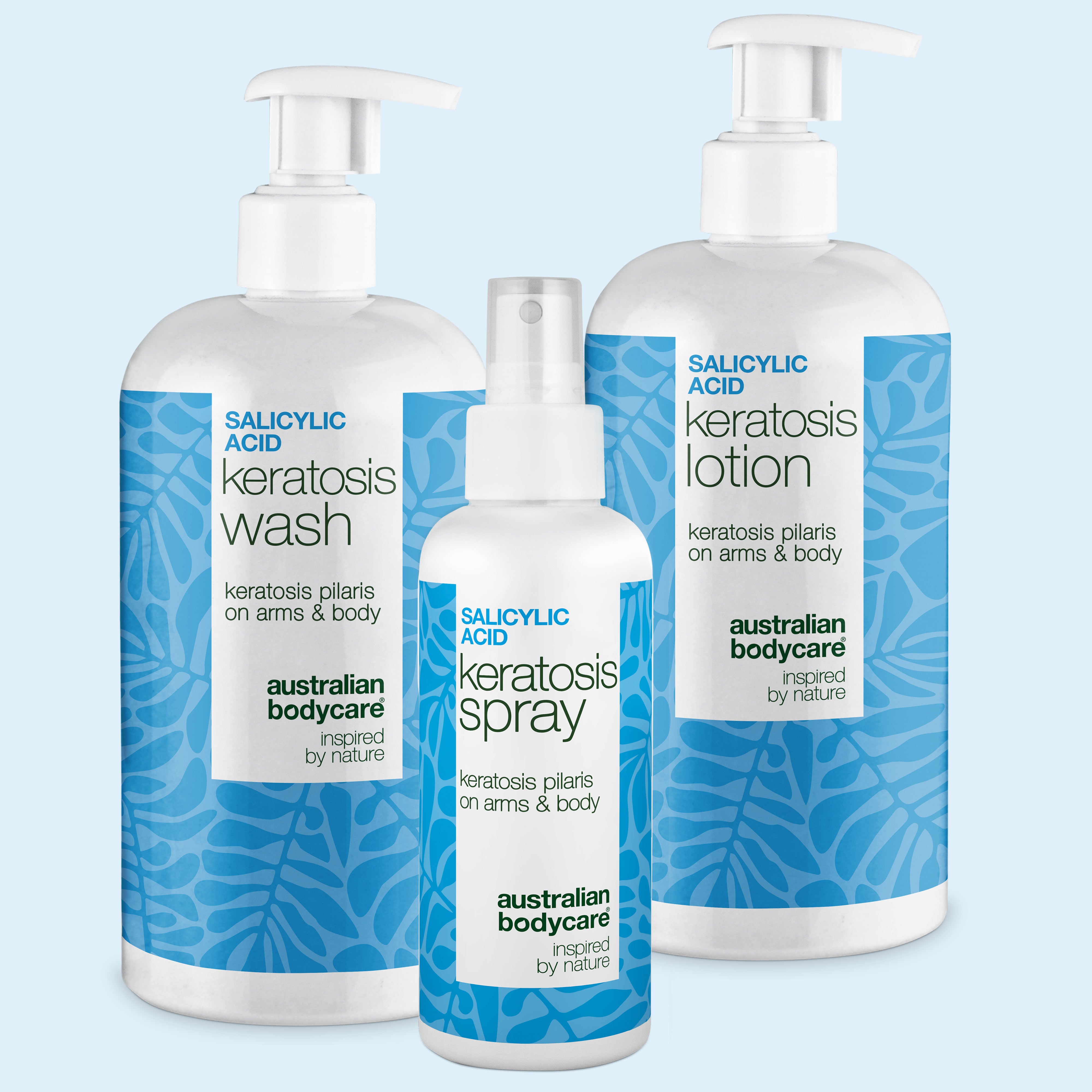 Liečebná sada Keratosis Pilaris – sprchový gél, telové mlieko a sprej od Australian Bodycare