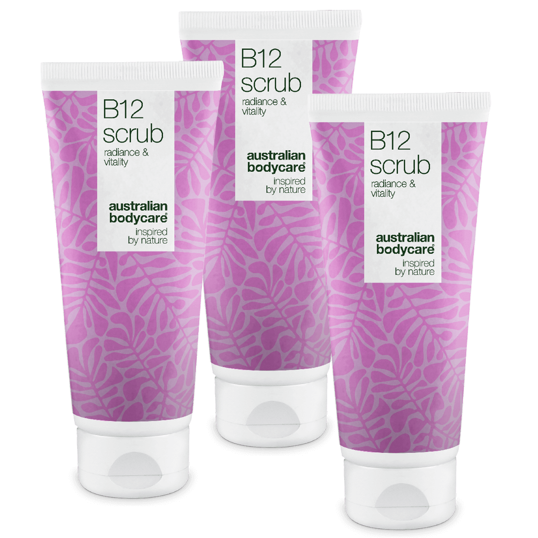 Telový peeling B12 pre jemnú pokožku — Omladnite s telovým peelingom B12, ktorý exfoliuje a hydratuje pre jemnú a žiarivú pokožku.