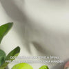 Detail ruk, ktoré dávkujú do dlane číre, svetlomodré, penivé tekuté mydlo s Tea Tree Oil a potom ho jemne vmasírujú do dlaň, hřbete rúk a medzi prsty — jemná pena odstraňuje baktérie a nečistoty, zároveň zjemňuje a hydratuje pokožku.
